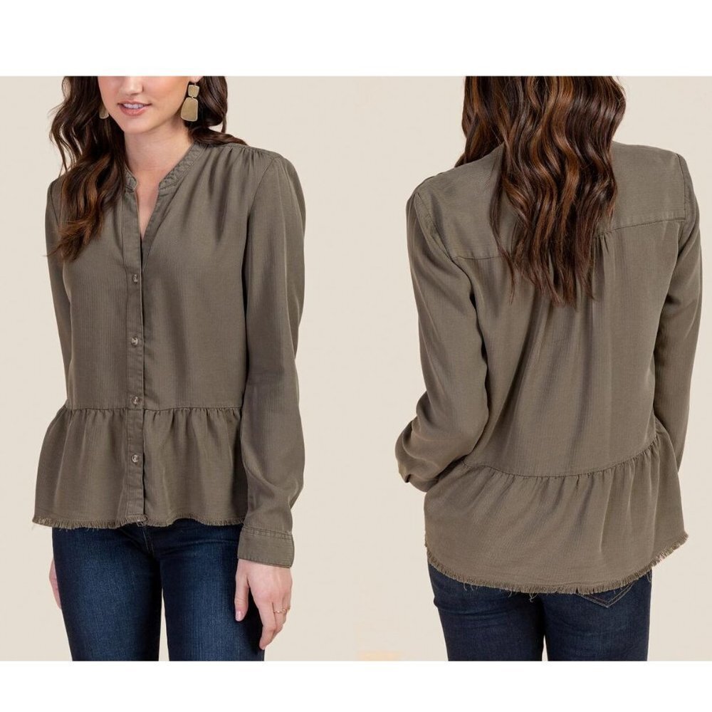 Harper Callie Button Down Peplum Top Small